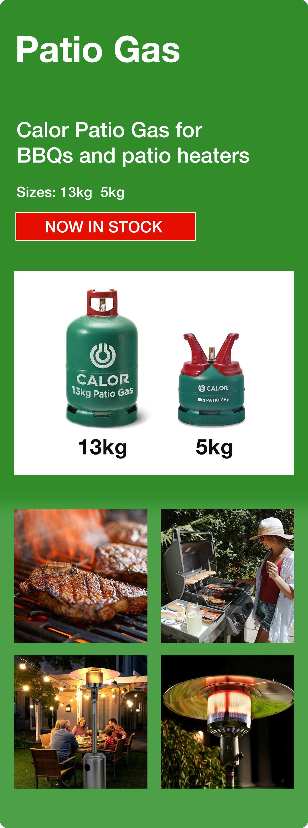 Calor Patio Gas for BBQs and patio heaters supplying Tamworth Lichfield Sutton Coldfield